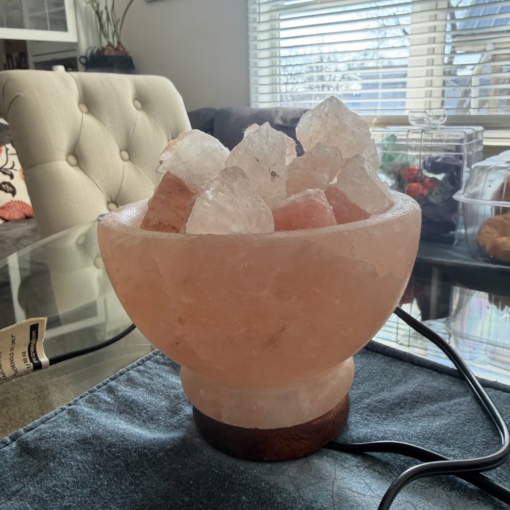Himalayan Salt Lamp Bowl with Natural Crystals